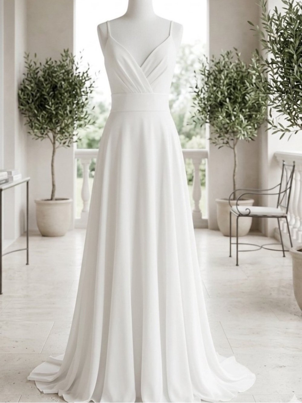 New Lulus Spaghetti Strap White Maxi Bridal Dress with Side Slit Sz Large